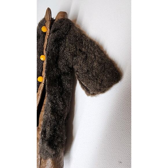 VNT 1970s Faux Fur Barbie Coat Suede And Fur Barbie Fashion Doll Lined Jacket - Picture 3 of 13